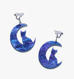 Galaxy Moon and Cat Earrings/Ear Clip