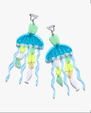 Blue Luminous Jellyfish Ear Clip