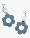 Gray Flower Earrings/Ear Clip