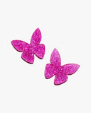Glitter Pink Butterfly Earrings/Ear Clip