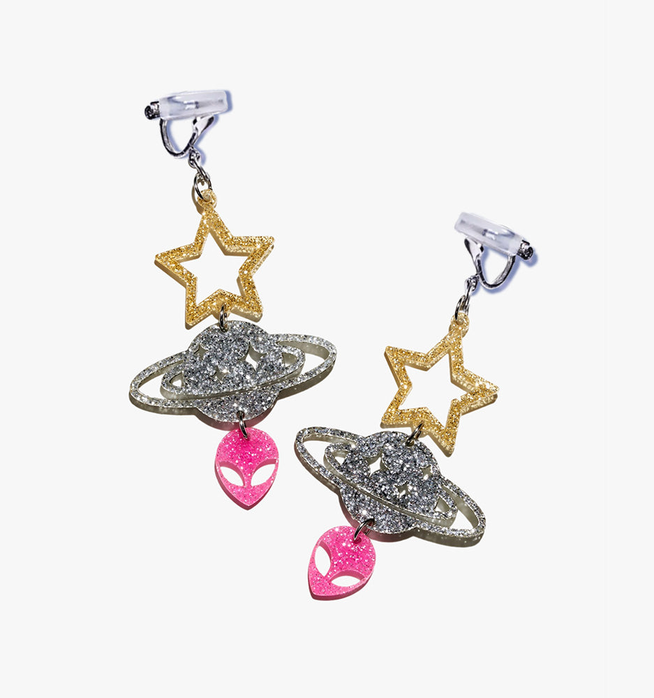 Colorful Cosmic UFO Earrings/Ear Clip