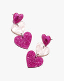 Giltter Triple Heart Earrings/Ear Clip