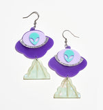 Purple UFO Dazzling Earrings/Ear Clip