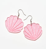 Pink Scallop Earrings/Ear Clip