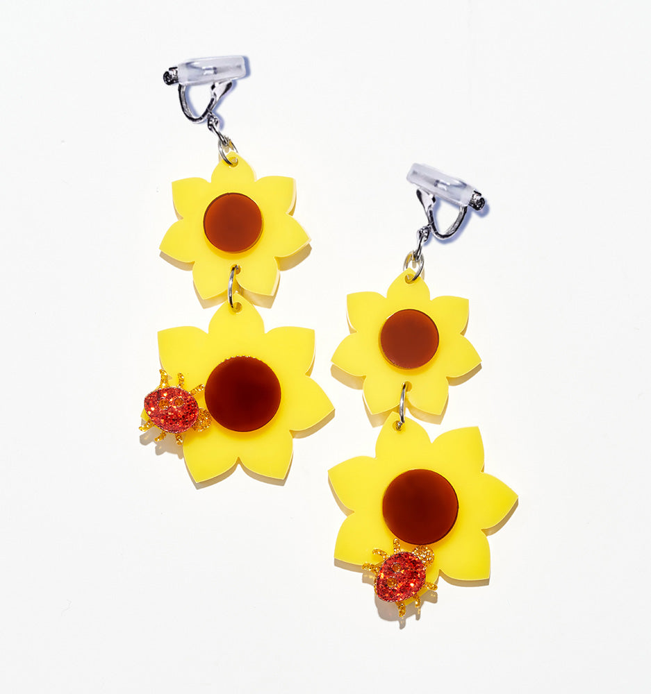 Double Sunflower Earrings/Ear Clip